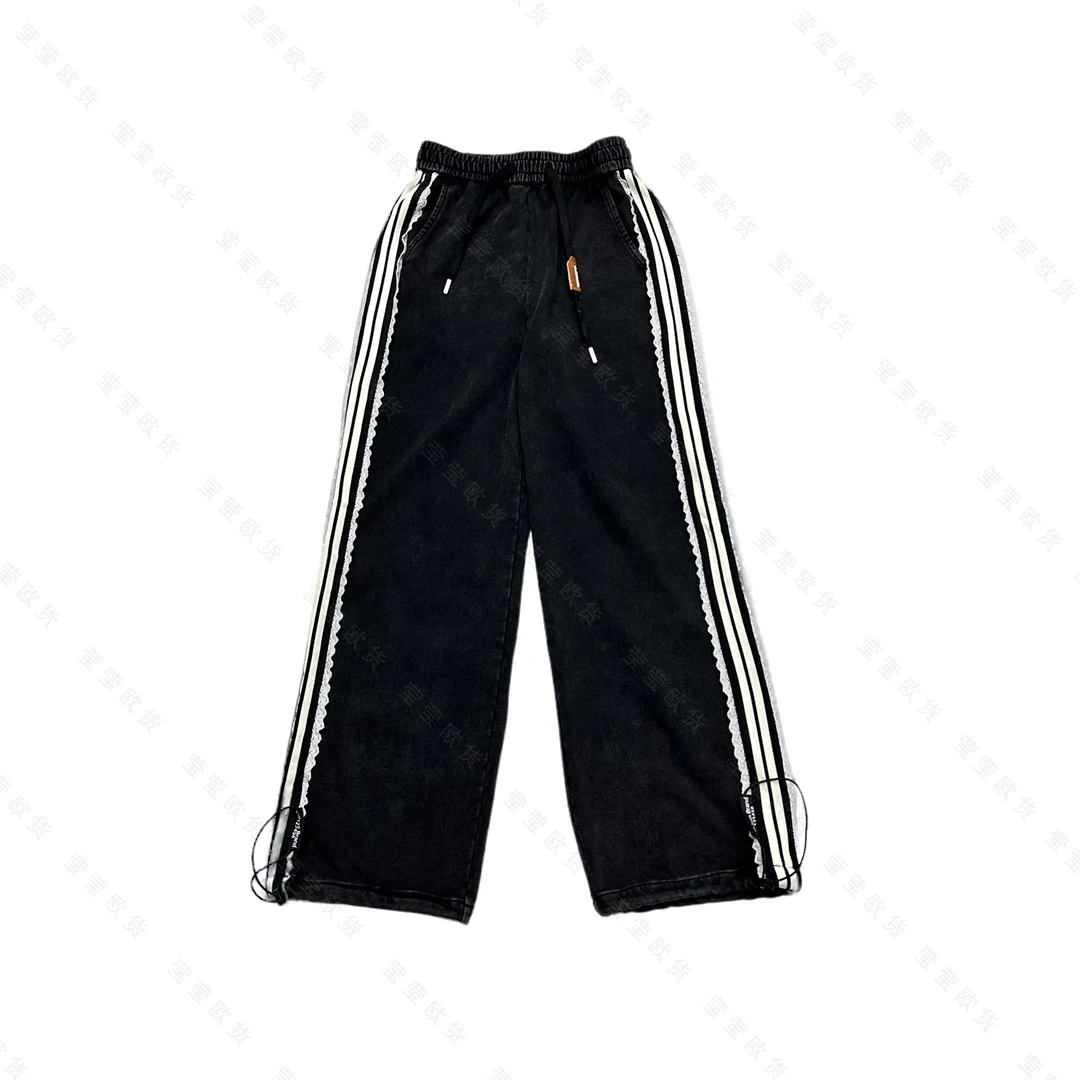 莹莹欧货【侧边拼接蕾丝阔腿裤】休闲女百搭通勤潮流休闲裤  20227