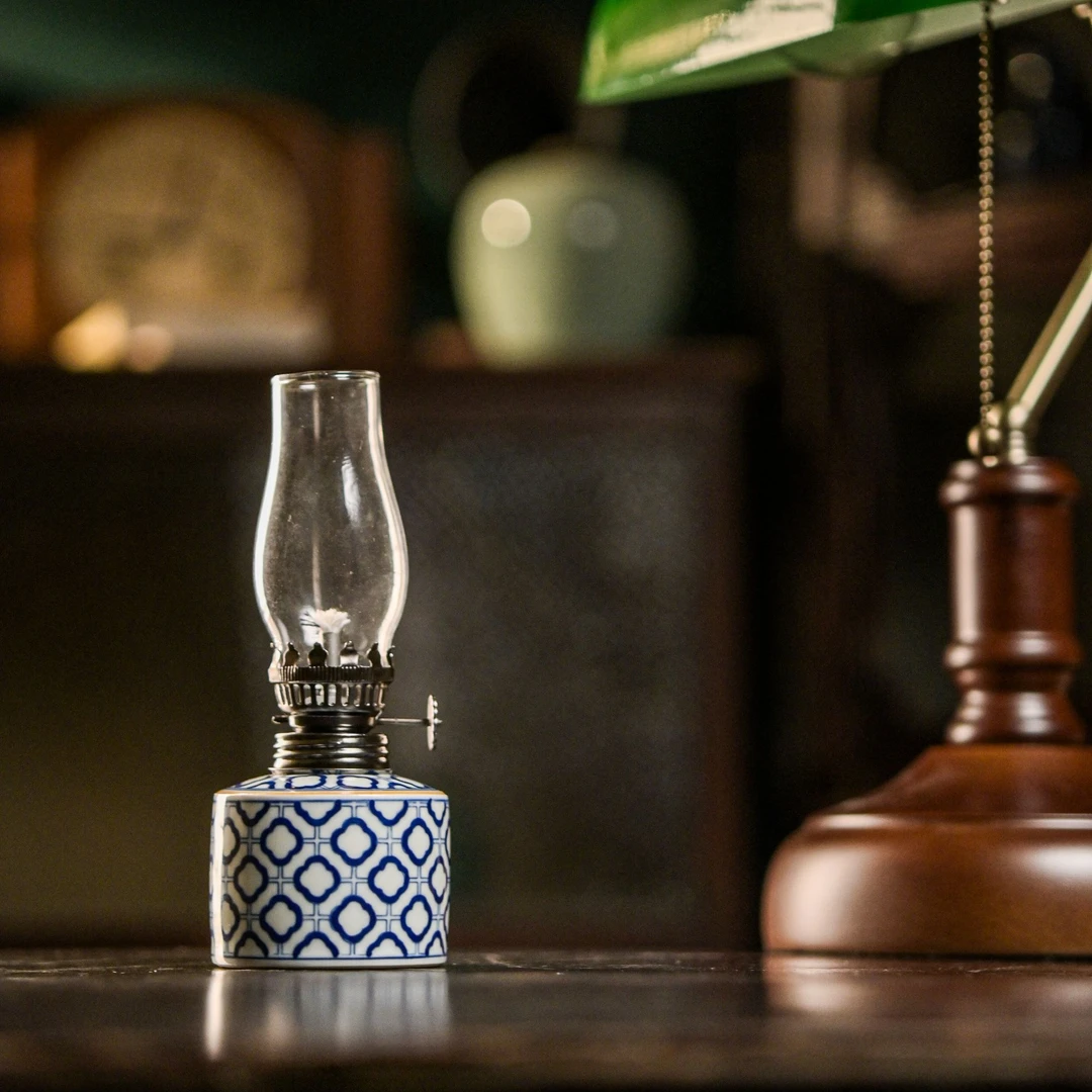 化作花棱复古青花陶瓷香薰灯景德镇新中式茶室氛围灯中古风家用