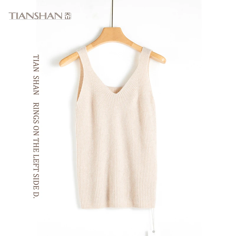天山工厂【100%山羊绒】秋冬女士时尚针织打底纯羊绒背心-YBNL3535T