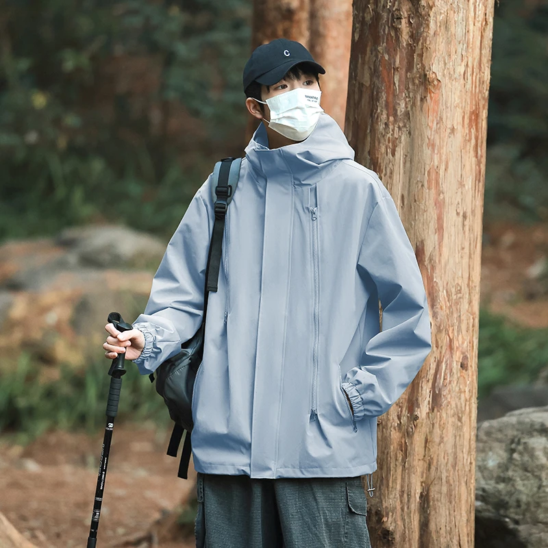 情侣款双拉链户外夹克休闲连帽外套SSS