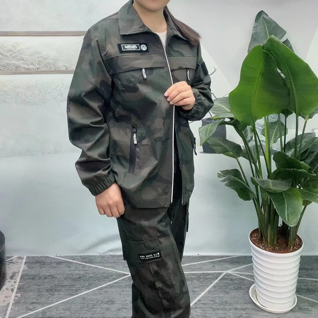 夏季轻薄款速干网格工作服套装透气耐磨劳保服休闲户外车间工装男