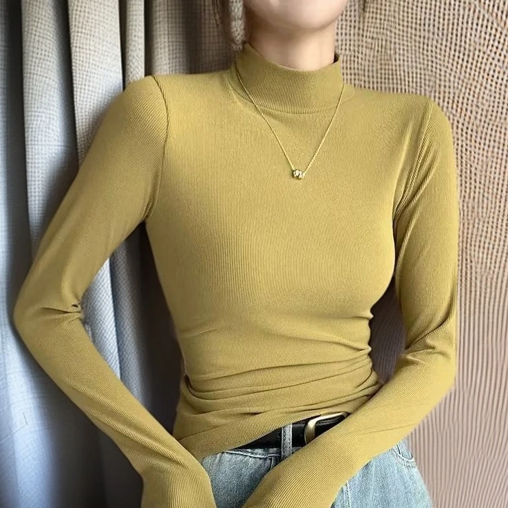 半高领奥绒德绒打底衫女秋冬上衣#2409