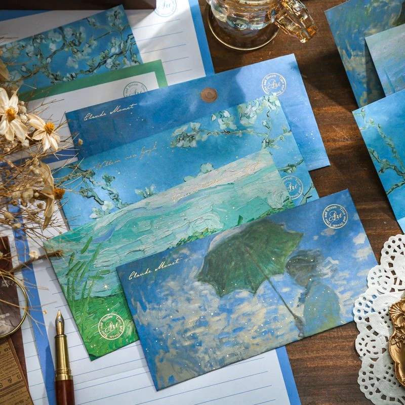 流光若梦烫金信纸信封套装高颜值梦幻印象艺术油画浪漫情书表白纸