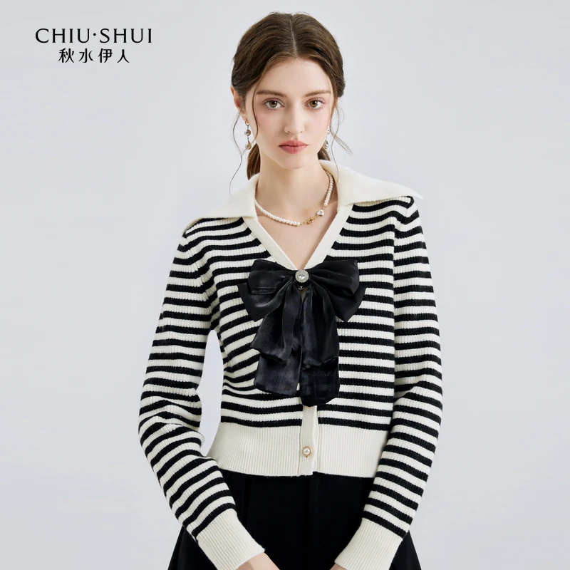 【直播】秋水伊人针织开衫春季女蝴蝶结小个624101M100418