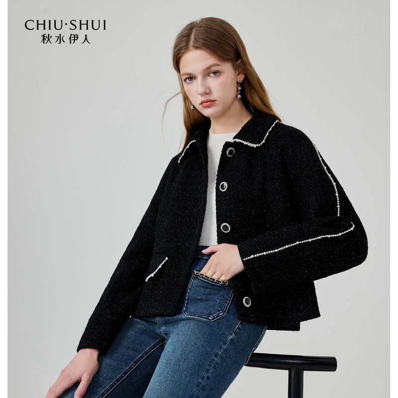 【李易行】秋水伊人短外套冬季气质翻领加厚短款大衣623409D130672