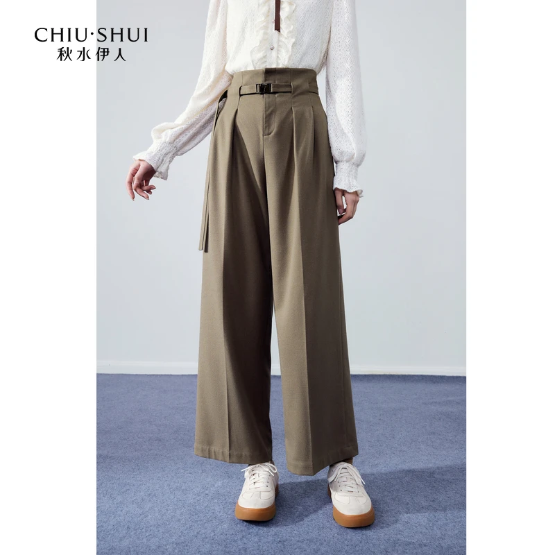 【直播】秋水伊人中高腰直筒休闲拖地裤显高裤子623408D080497