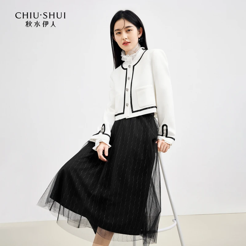 【直播】秋水伊人套装春季显瘦通勤短外套半身623102A012405