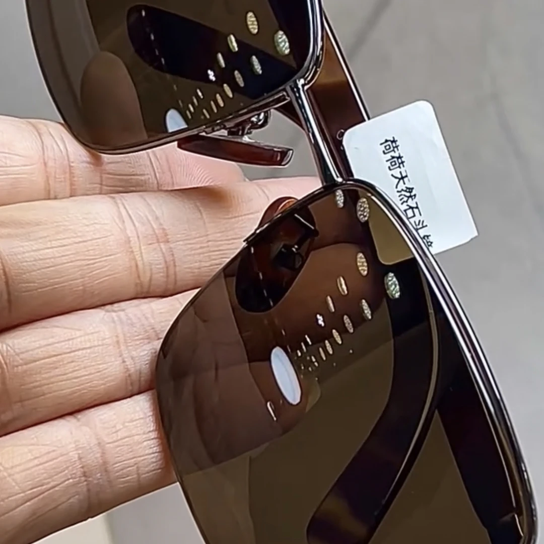 【直销价】高品质老油料深茶色天然水晶眼镜石头眼镜男士太阳镜墨镜