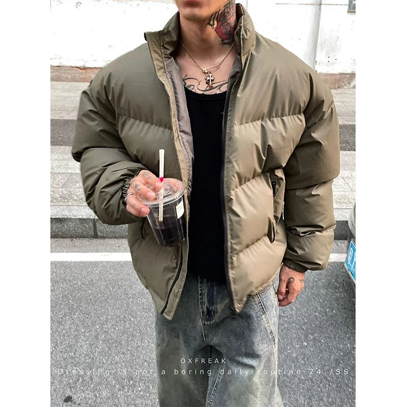 OXFREAK 24FW「简约 纯色 绗缝」保暖立领棉服男冬季加厚面包服