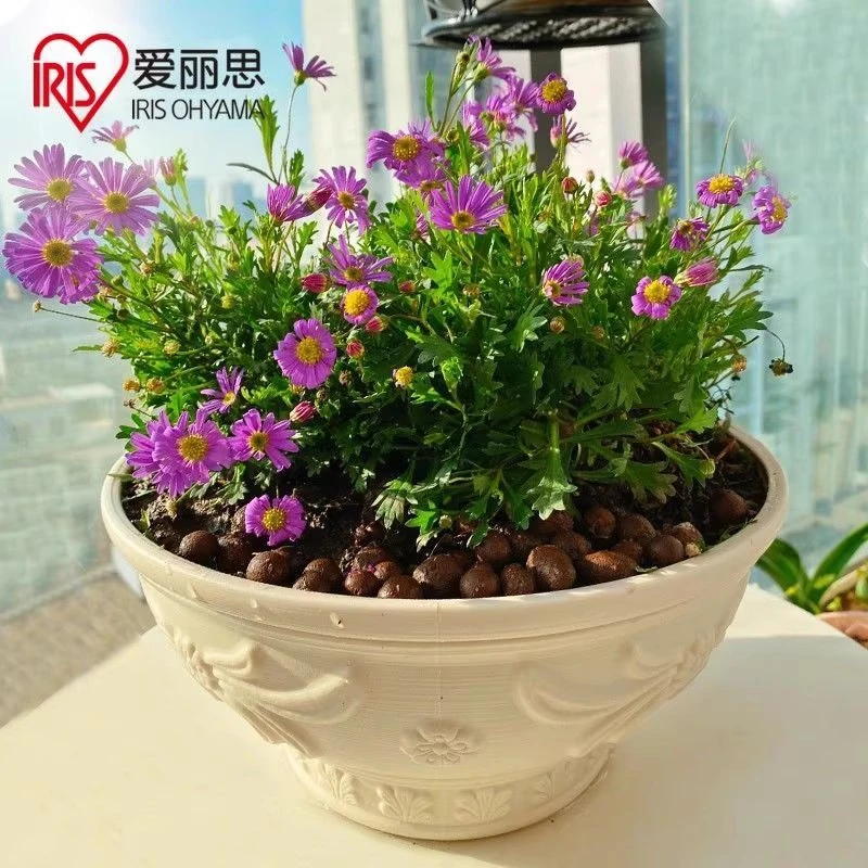 爱丽丝花盆爱丽思树脂简约塑料加厚半球盆大口径绿萝草花浮雕花盆