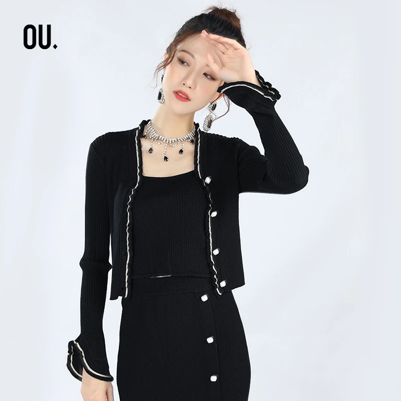 【彭彭echo】OU.FASHION/欧点修身气质开衫外套6042230017