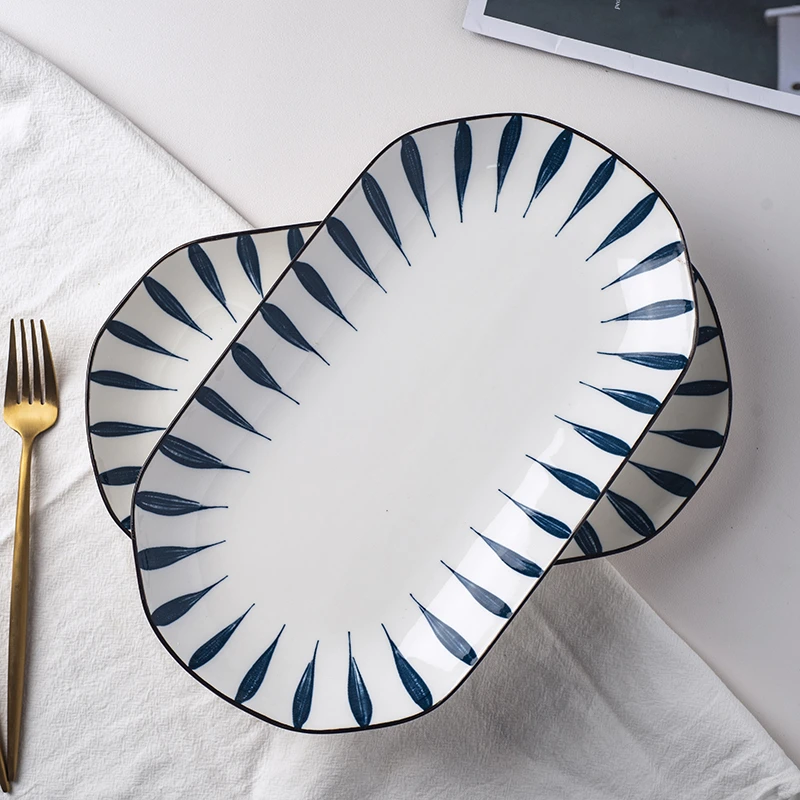 【花色001】千叶30CM鱼盘2只餐具网红釉下彩高颜值轻奢年轻