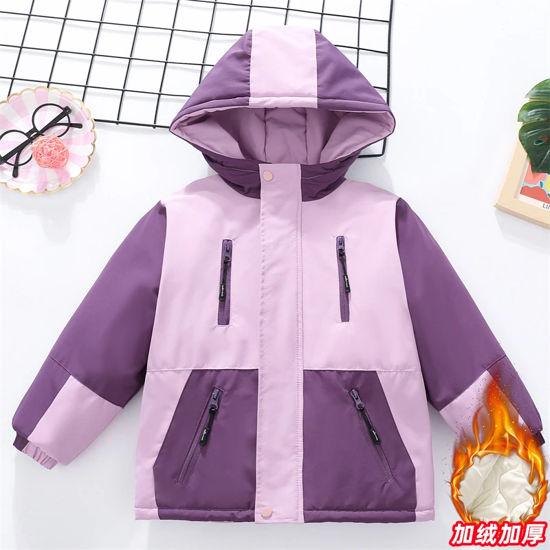 女童冬装棉衣冲锋衣2023新款防风保暖棉服中大童加棉加厚加绒上衣