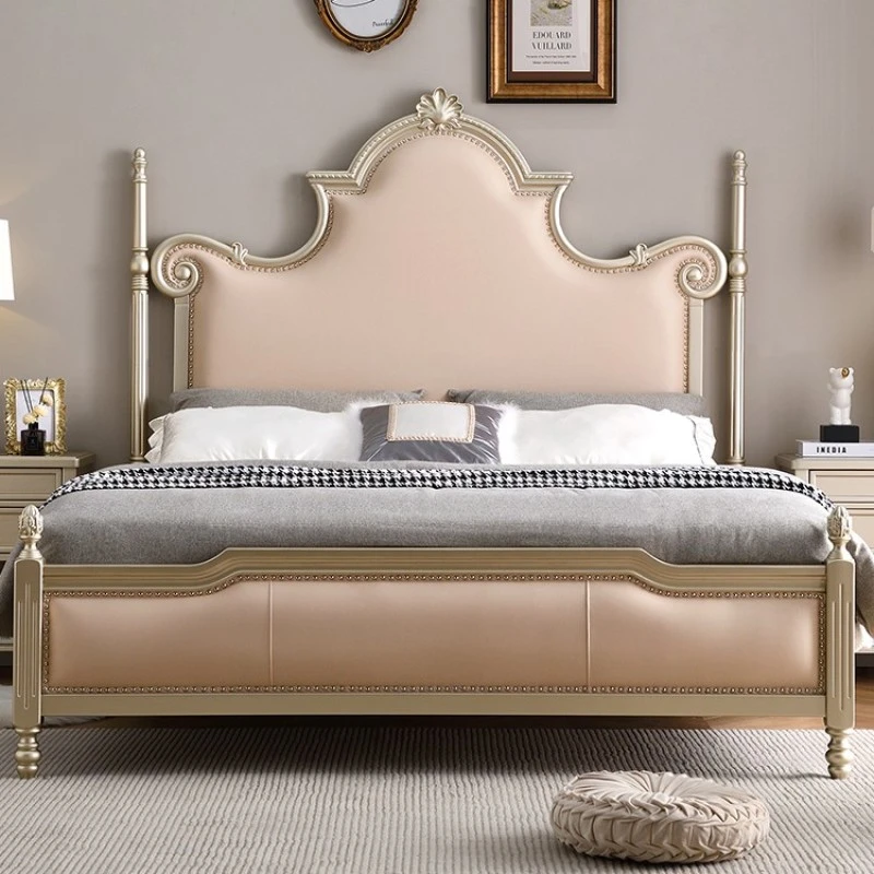 美式全实木双人床1.8米现代简约1.5米轻奢软大床高端主卧婚床复古