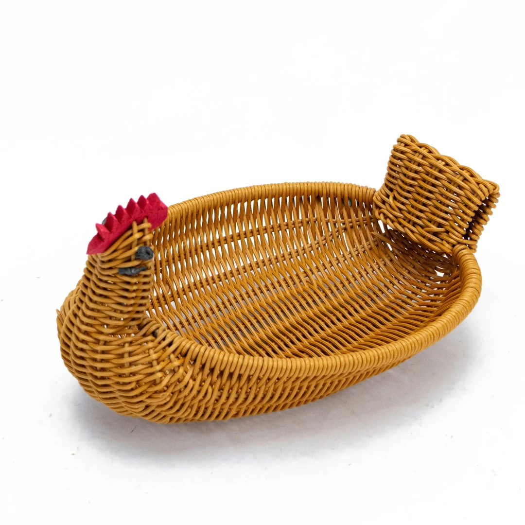 棕色大号鸡收纳篮手工编织家用创意储物面包篮仿藤