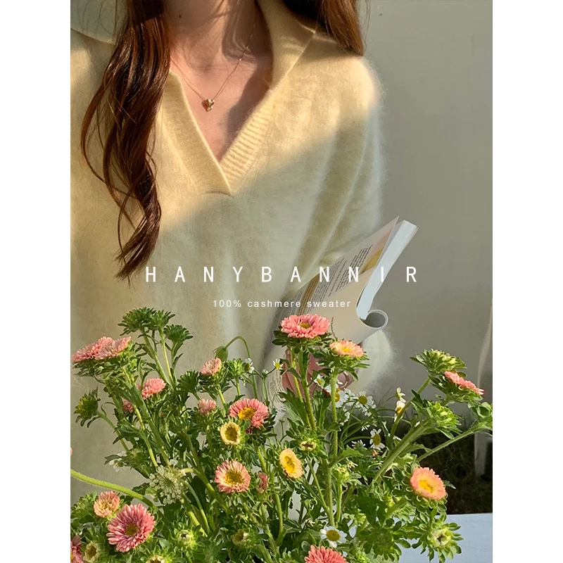 【春邀月】100山羊绒拉绒 冬季polo领毛衣SYR076