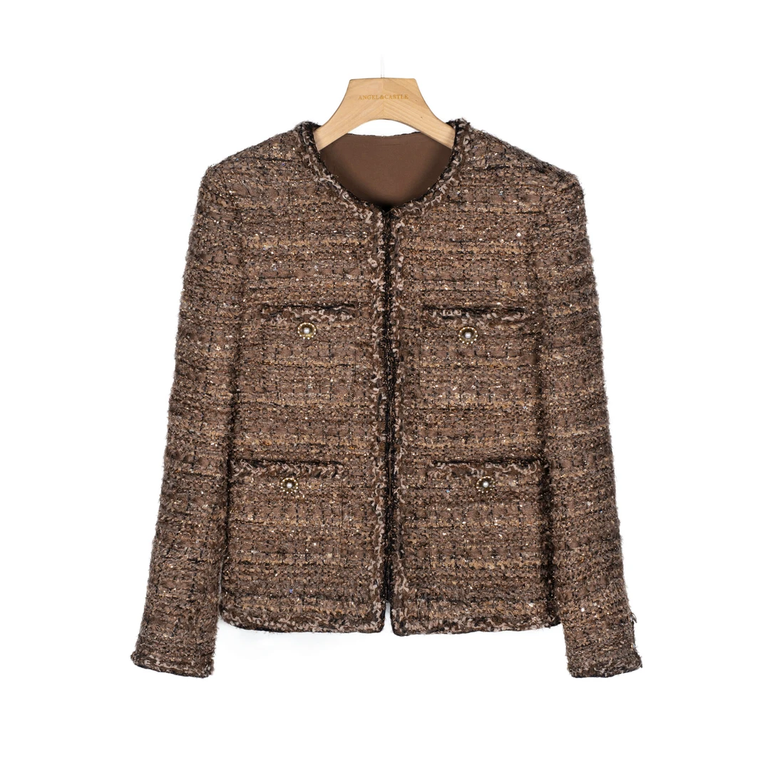 杭州超哥【咖啡】2024年新款栗棕色小香风外套CO83533