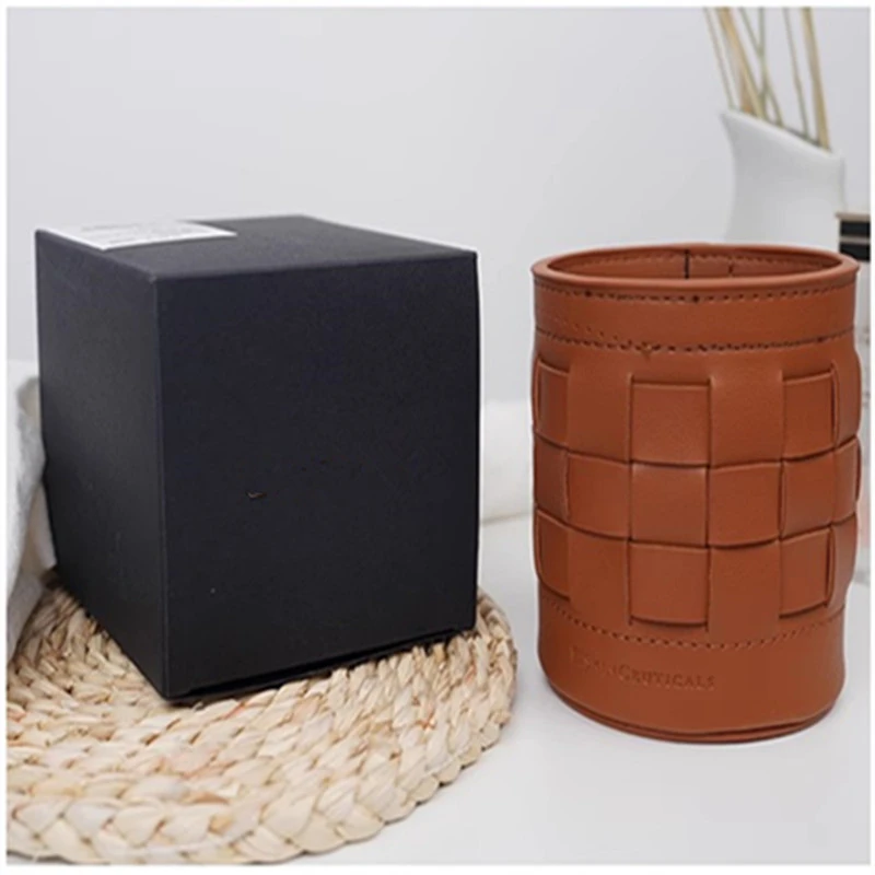 ly794 棕色pu化妆桶 高级感化妆工具可做笔筒简约时尚奢侈专柜礼