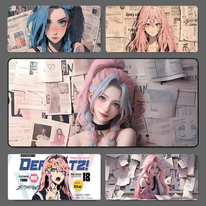 高颜值鼠标垫超大号男女生创意网红二次元电竞游戏电脑键盘书桌垫