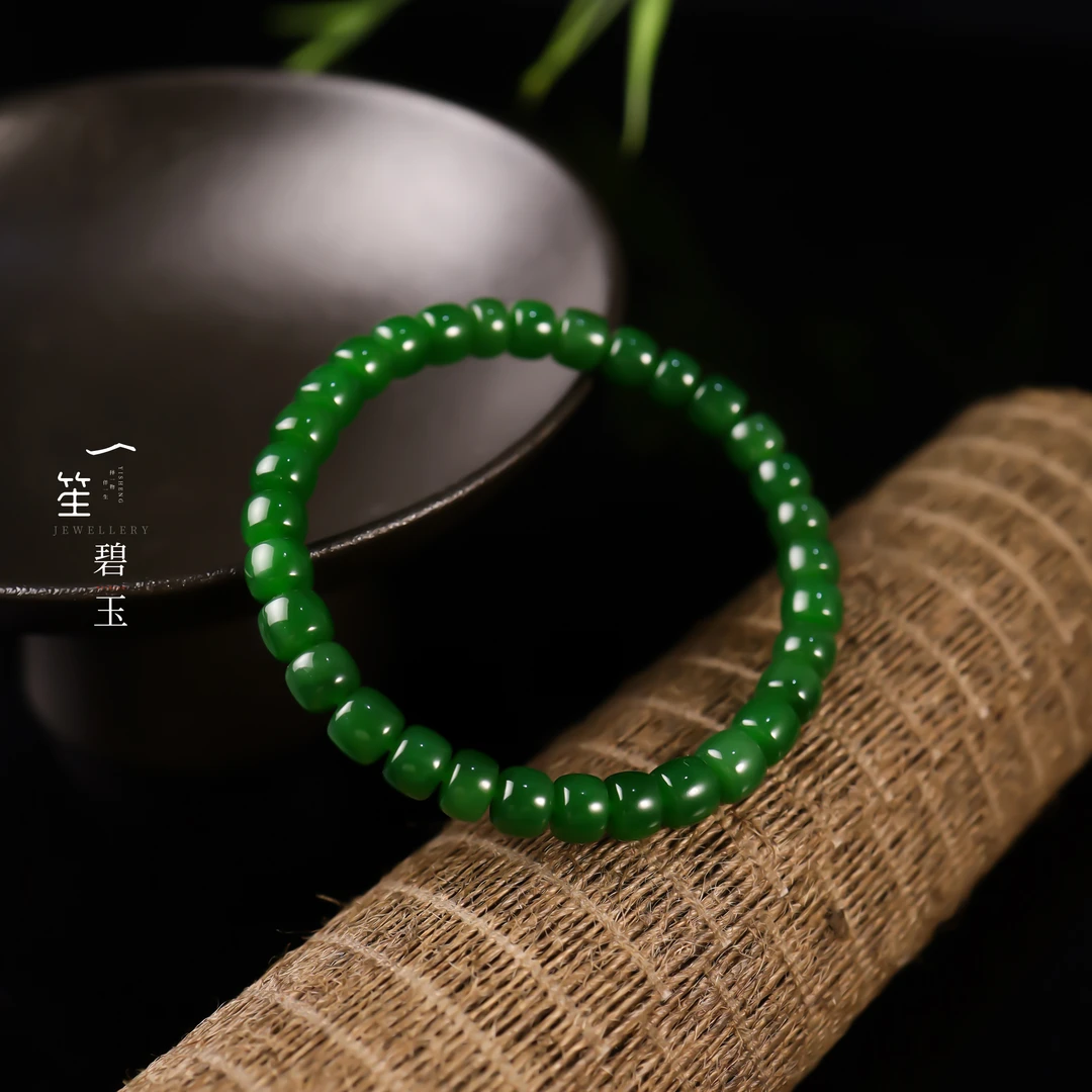 【一笙珠宝】7mm天然和田玉直切手串