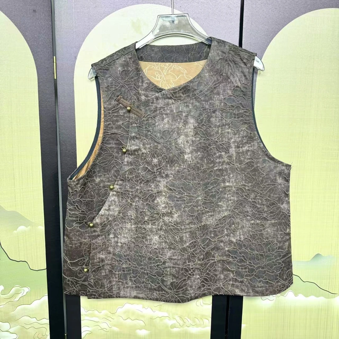 【锦油缎老料马甲】新中式老料时尚马甲