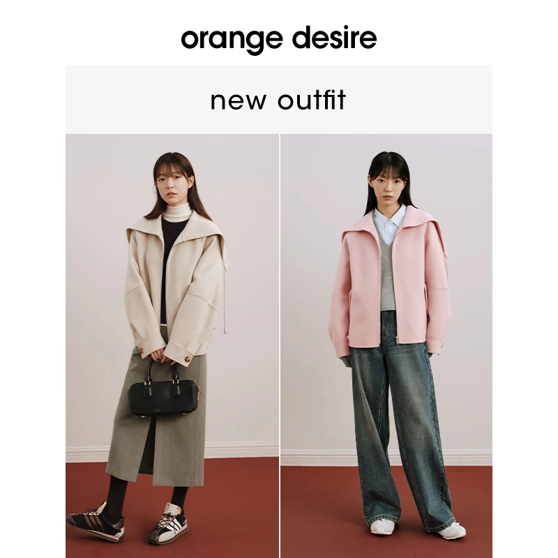 orange desire大翻领毛呢外套休闲落肩设计感OD2DWWWF018外套
