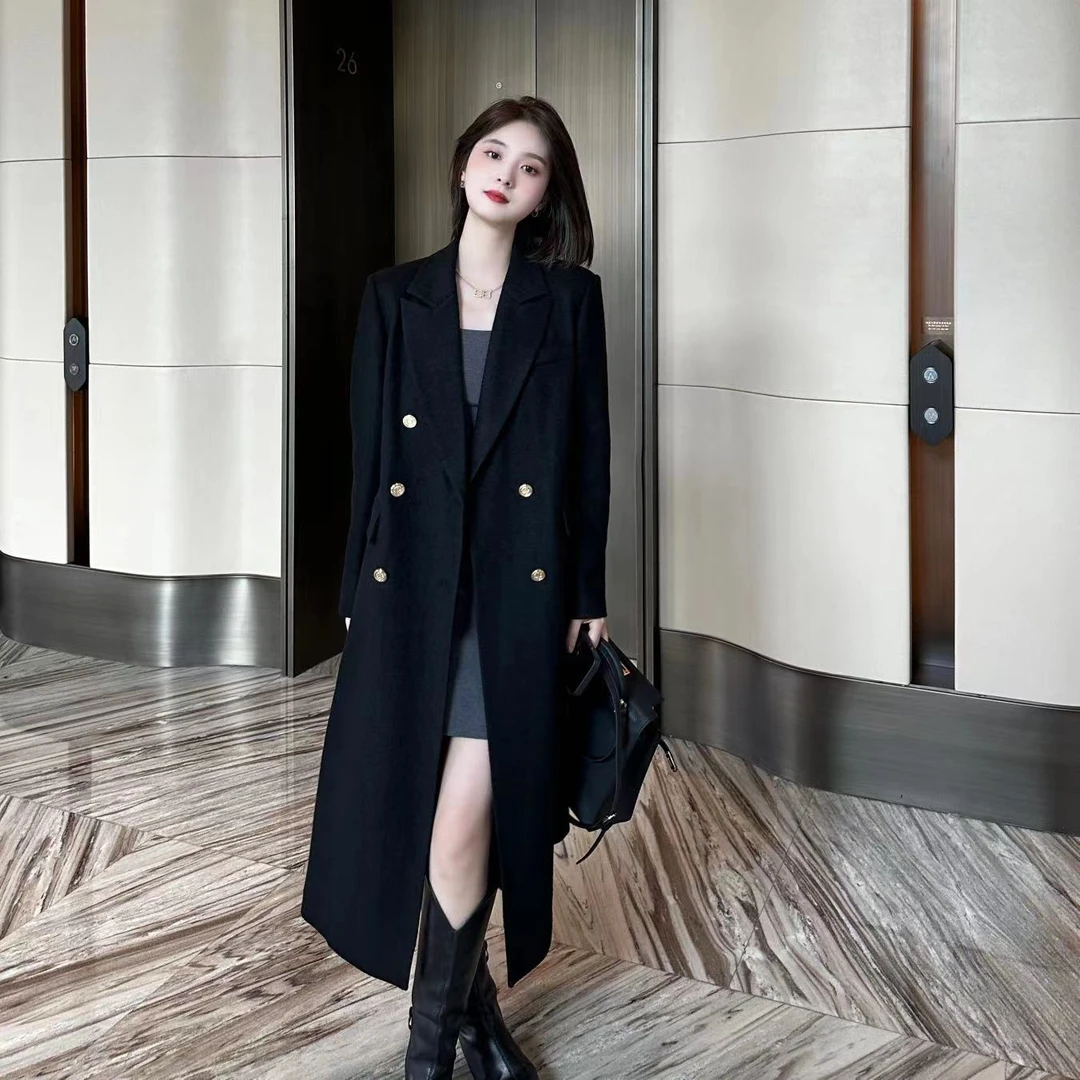 LZY知音C17717Z秋冬气质中长款大衣毛呢双排扣外套