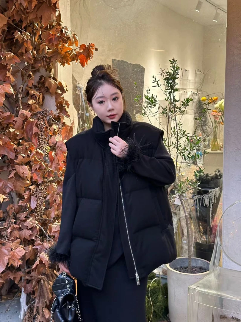 琪琪怪怪大码女装【浪漫之旅】简约法系高级羽绒马甲C35596QQ