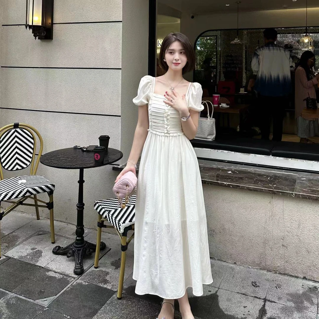 LZY知音【仙女惹尘埃】D17141L连衣裙气质夏季收腰短袖温柔风长裙