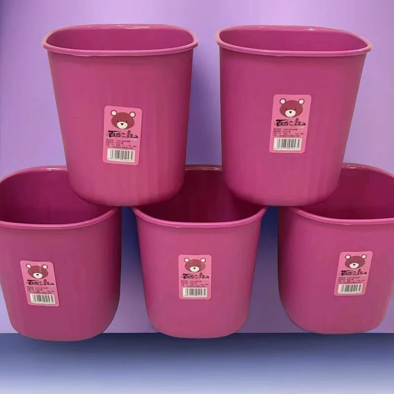 居家草莓熊卡通圆形加厚垃圾桶耐摔家用大容量客厅