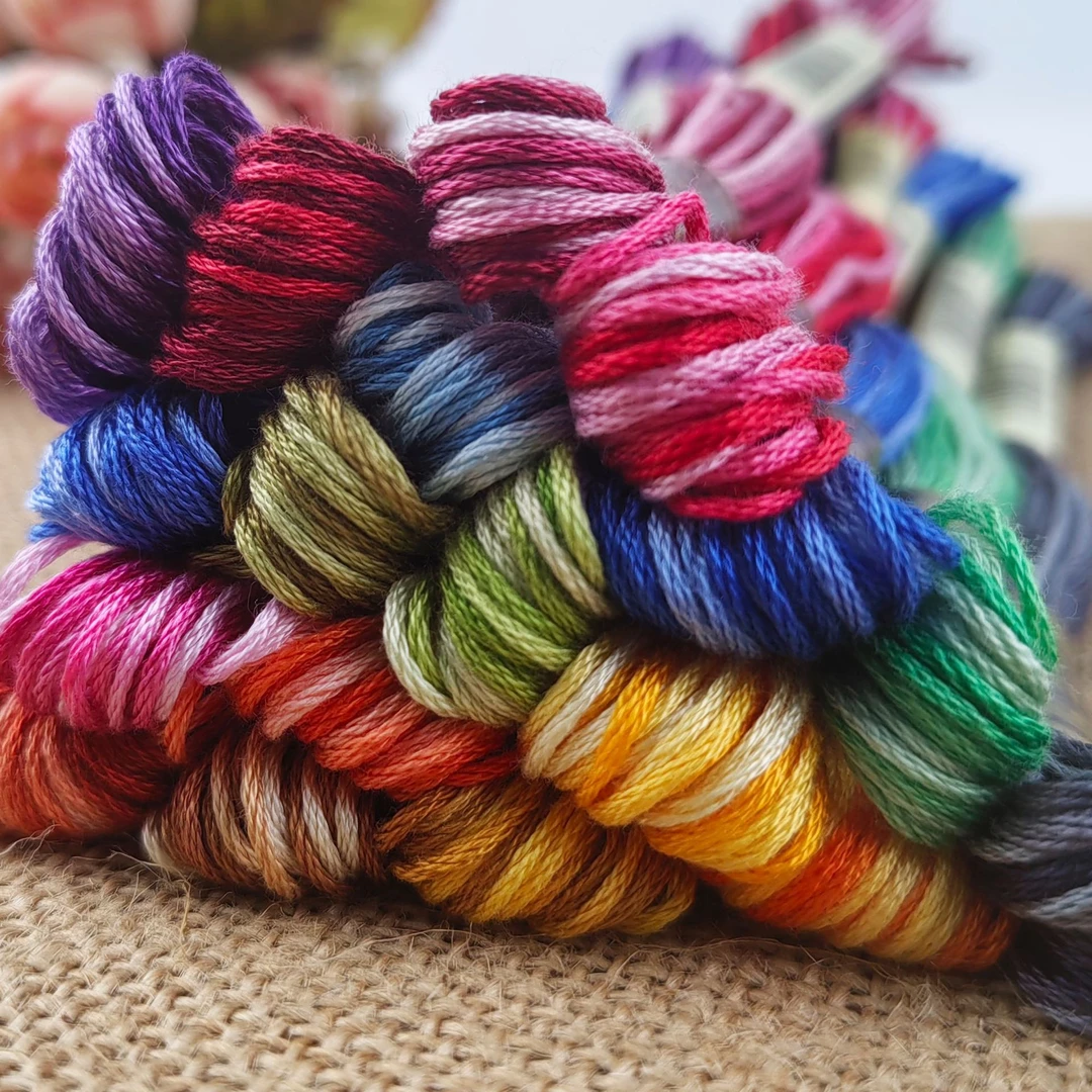 渐变色绣花线段染色刺绣线手工刺绣线十字绣线进口埃及棉绣线珍爱