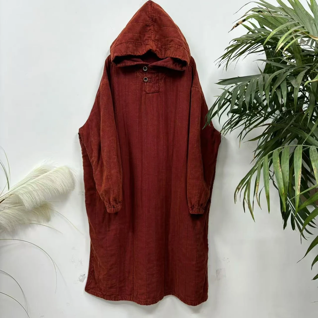 花璟原创设计炒色做旧连帽夹棉外套棉服（衣长114胸围154）