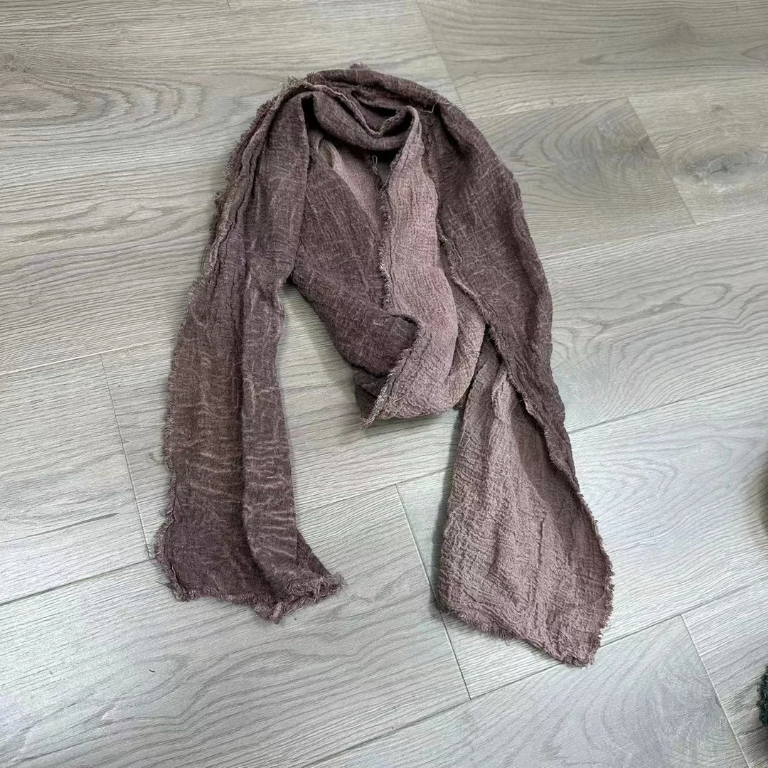 花璟复古炒色做旧纯色百搭复古风围巾