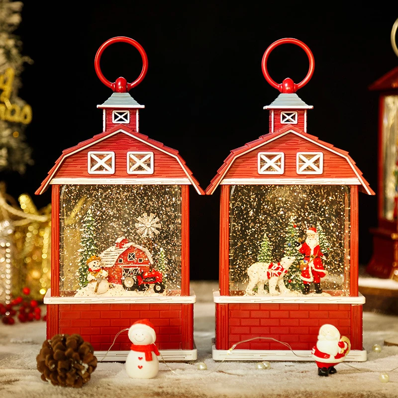 圣诞节雪人谷仓红色小房子八音盒礼物音乐盒节日礼物儿童生日礼品