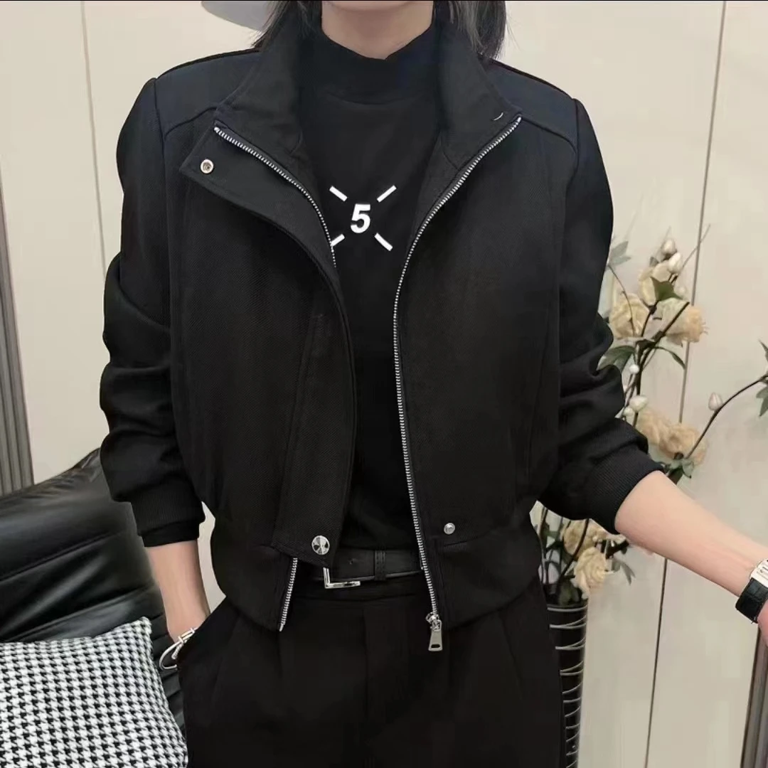 【太阳花】2004新款黑色短外套时尚百搭韩版加棉显瘦款女士