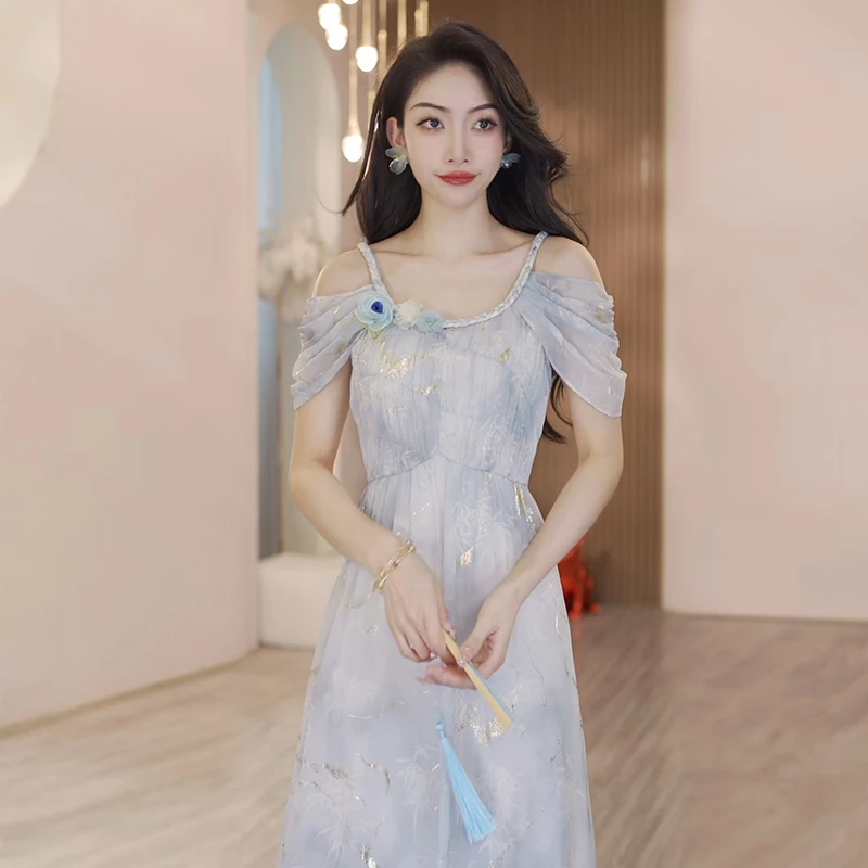 【现货福利】夏吊带裙遮肉女装轻奢小众高级感连衣裙OHVSH06093