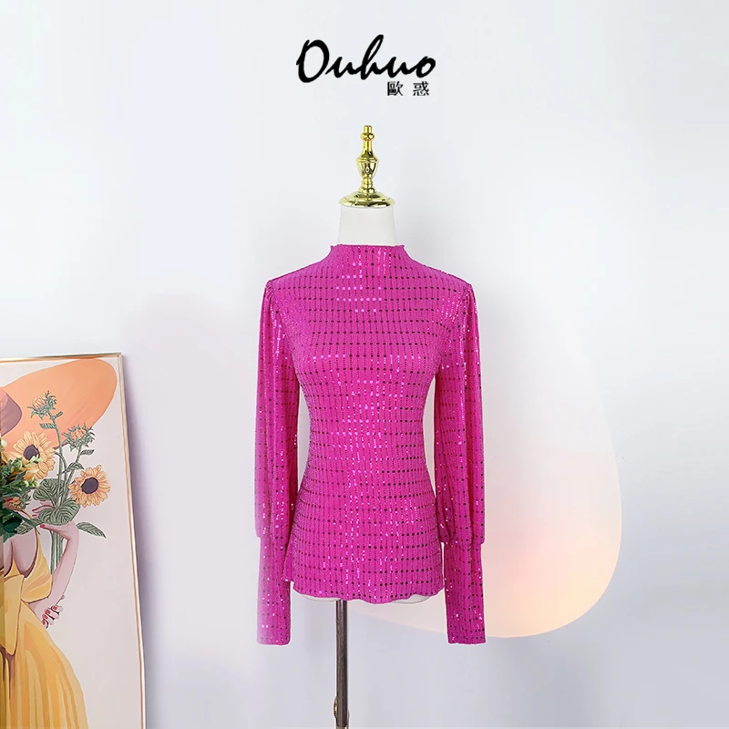 【苏苏现货】新款气质百搭亮片T恤高端轻奢洋气打底上衣OHTSG11031