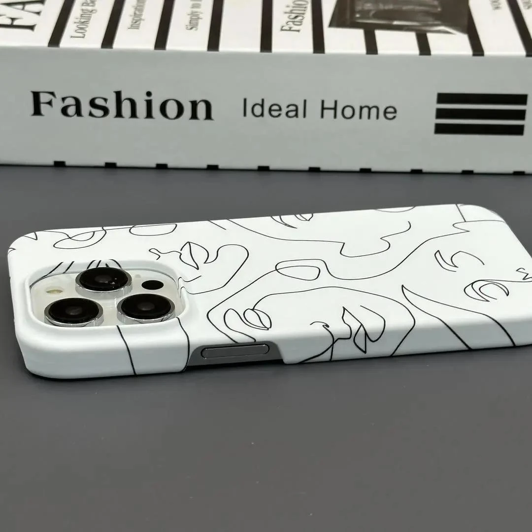 靓壳适用线条人脸iPhone14ProMax手机壳13苹果12菲林11硬壳保护XS