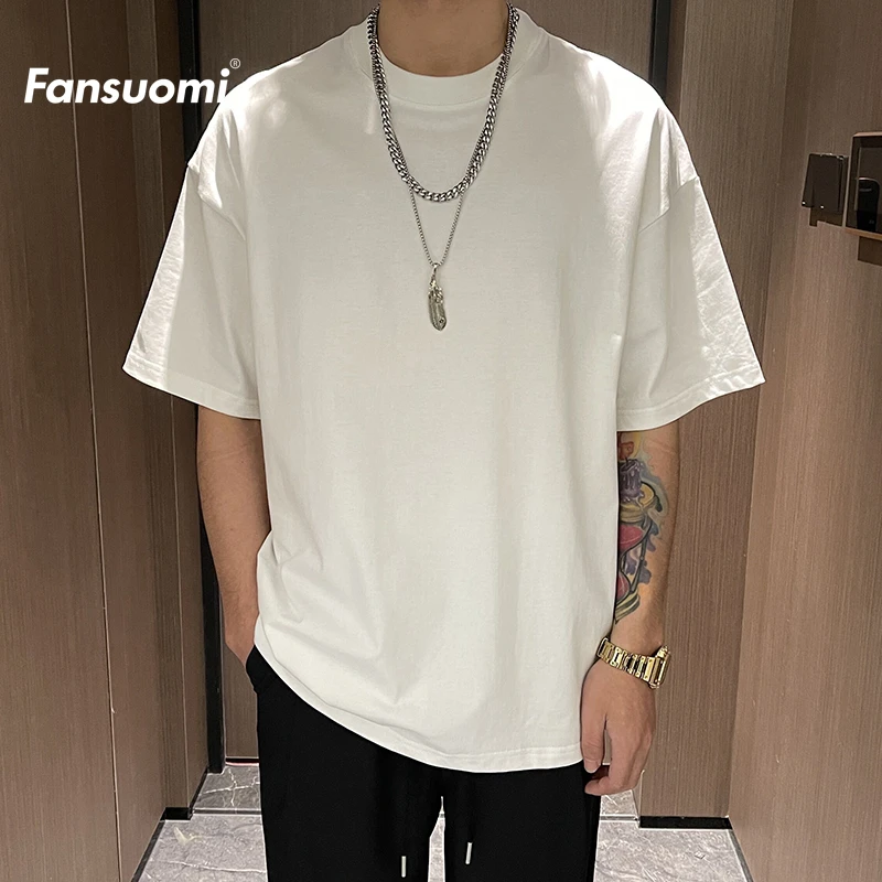 【fansuomi范索米】230g重磅纯棉短袖T恤男夏季美式半袖打底衫潮