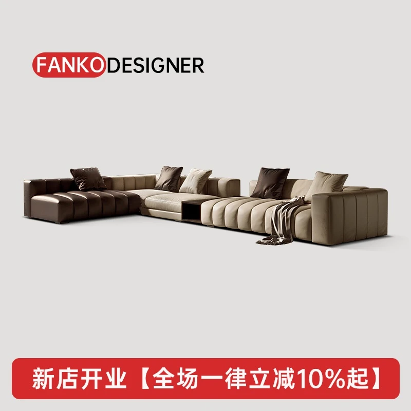 意式钢琴键真皮沙发头层牛皮意式客厅大户型大平层高端转角组合