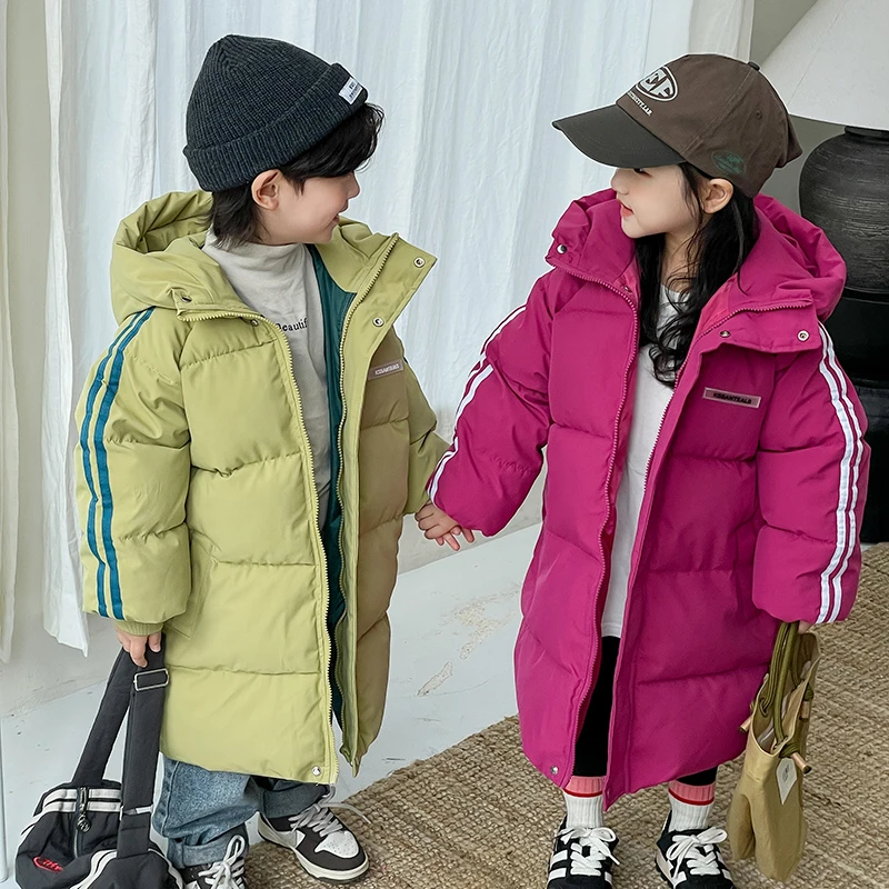 新款儿童棉服男童女童加厚保暖棉袄中大童中长款外套小孩秋冬装