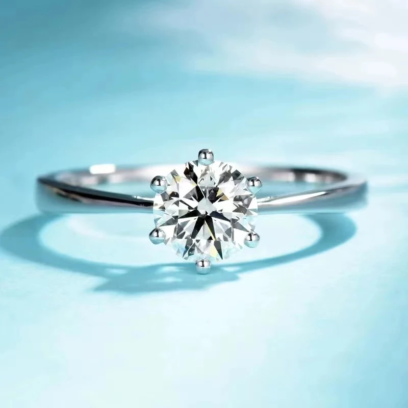 天然南非钻石PT950铂金六爪天花板戒指.H