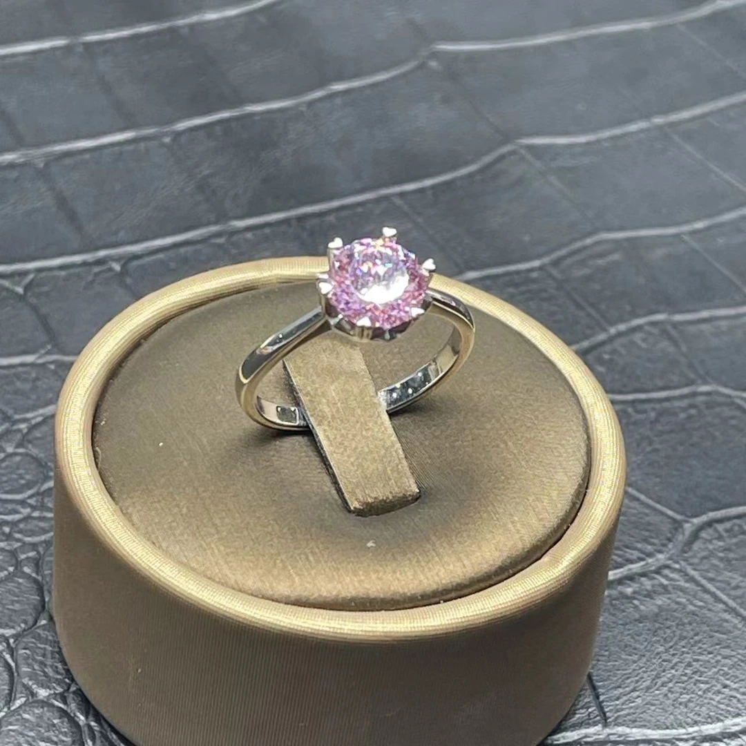 南非18A u婚戒直臂雪花粉两克拉戒指.H