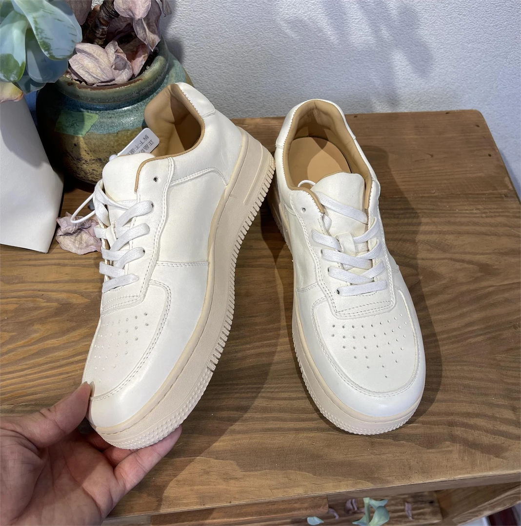 【马皮空军】白色运动韩版系带厚底马皮空军板鞋