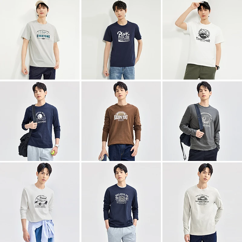 【T恤合集】佐丹奴男装休闲春夏季宽松纯棉复古字母印花圆领百搭T恤