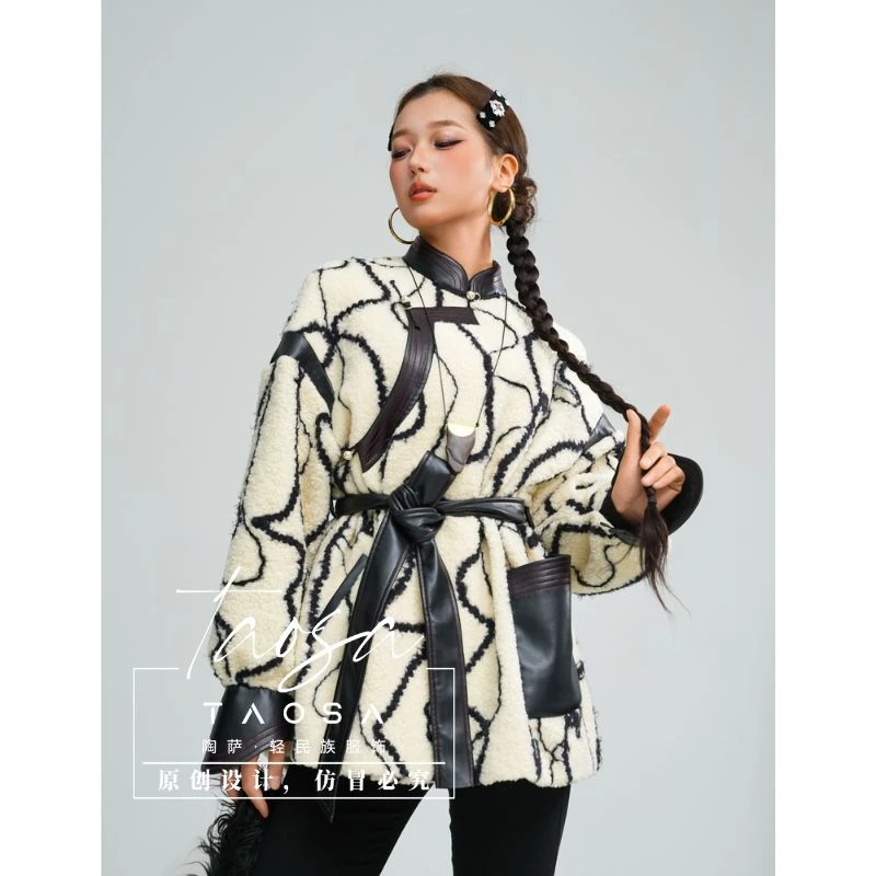 【陶萨】D009-冬日限定拼接马蹄袖棉服  陶萨原创轻民族服饰