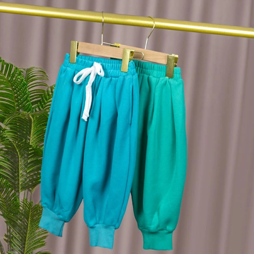 22288女童春秋季休闲运动裤中大童宽松版卫裤蓝色