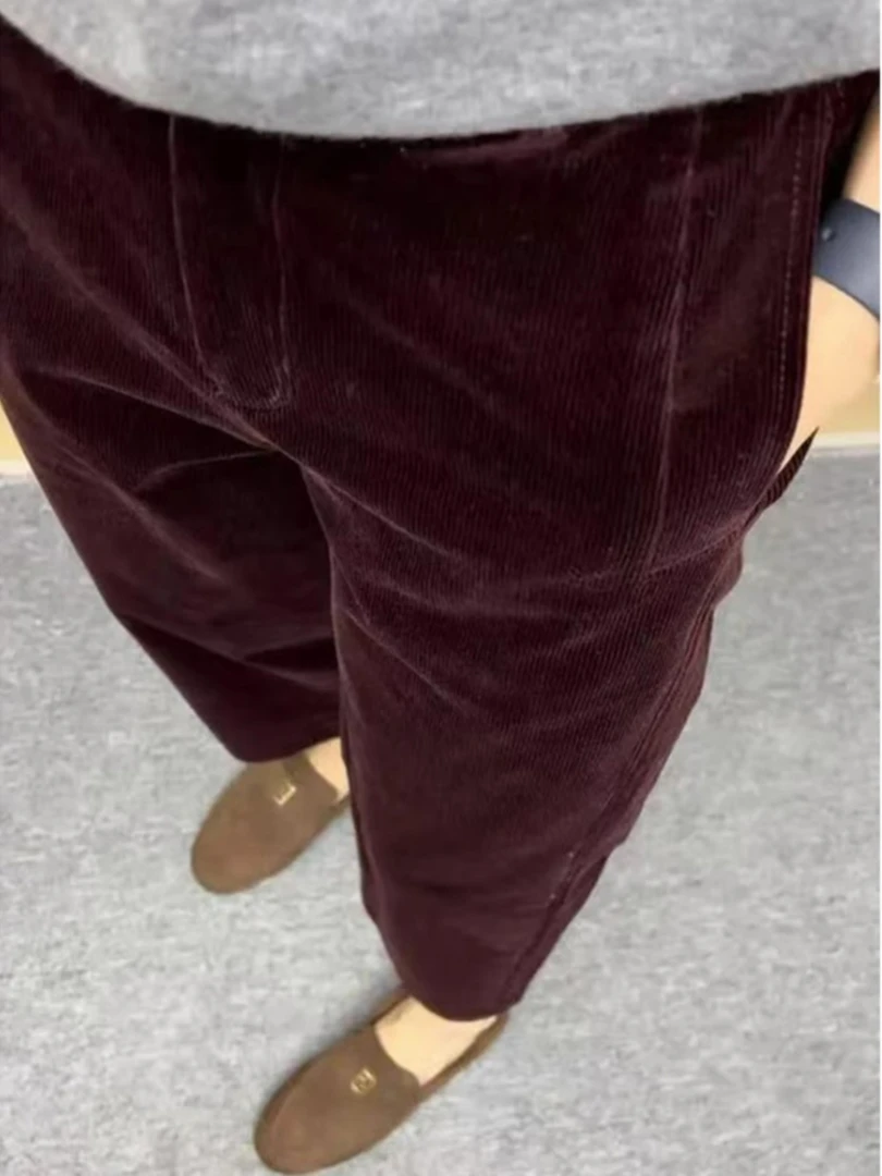 2025新款爆款冬季法式复古御姐风高级感显瘦灯芯绒镰刀裤子女