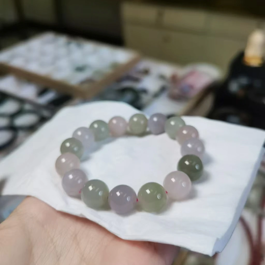 和田玉马卡龙色多宝手串