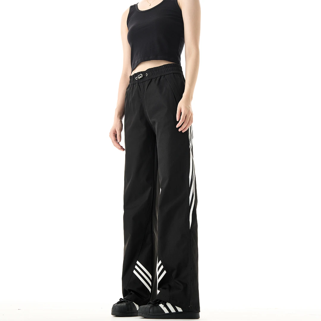 21banker美式设计感条纹垂感运动休闲裤高街潮牌直筒阔腿冲锋裤男